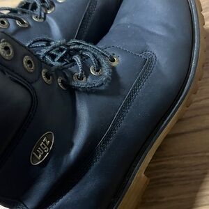 Lugz Men's Navy Boots with Tan Sole